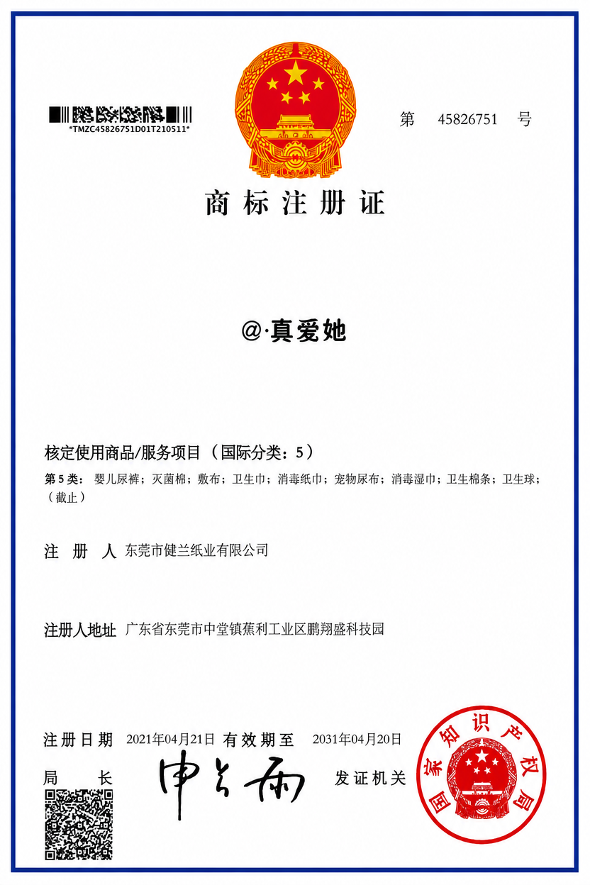 第 24 类商标证书